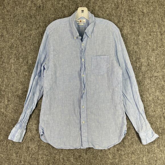Alan Paine Linen Shirt Mens M Button Up Modern Fit Resortwear Classic Travel - Picture 1 of 7